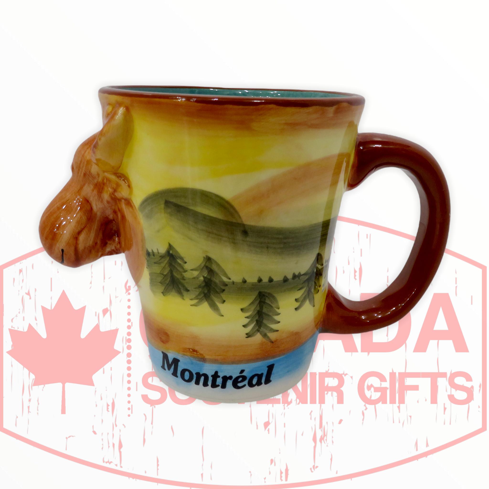 Montreal Ceramic 3D Unique Moose Mug - Painted Pattern Design Coffee Cup
