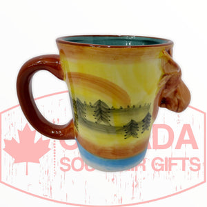 Montreal Ceramic 3D Unique Moose Mug - Painted Pattern Design Coffee Cup