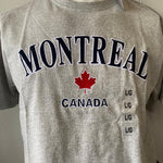 Montreal Embroidery Adult Unisex T-shirt Gray w/ Red Maple Leaf