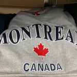 Montreal Embroidery Adult Unisex T-shirt Gray w/ Red Maple Leaf
