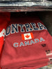 Montreal Embroidery Applique Adult Unisex Burgundy T-shirt w/ Canadian Flag