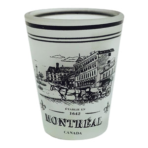 Montreal Est. 1642 Frosted Shot Glass, 1.5-Ounce Heavy Base Shot Glass Set, Whiskey Shot Glass