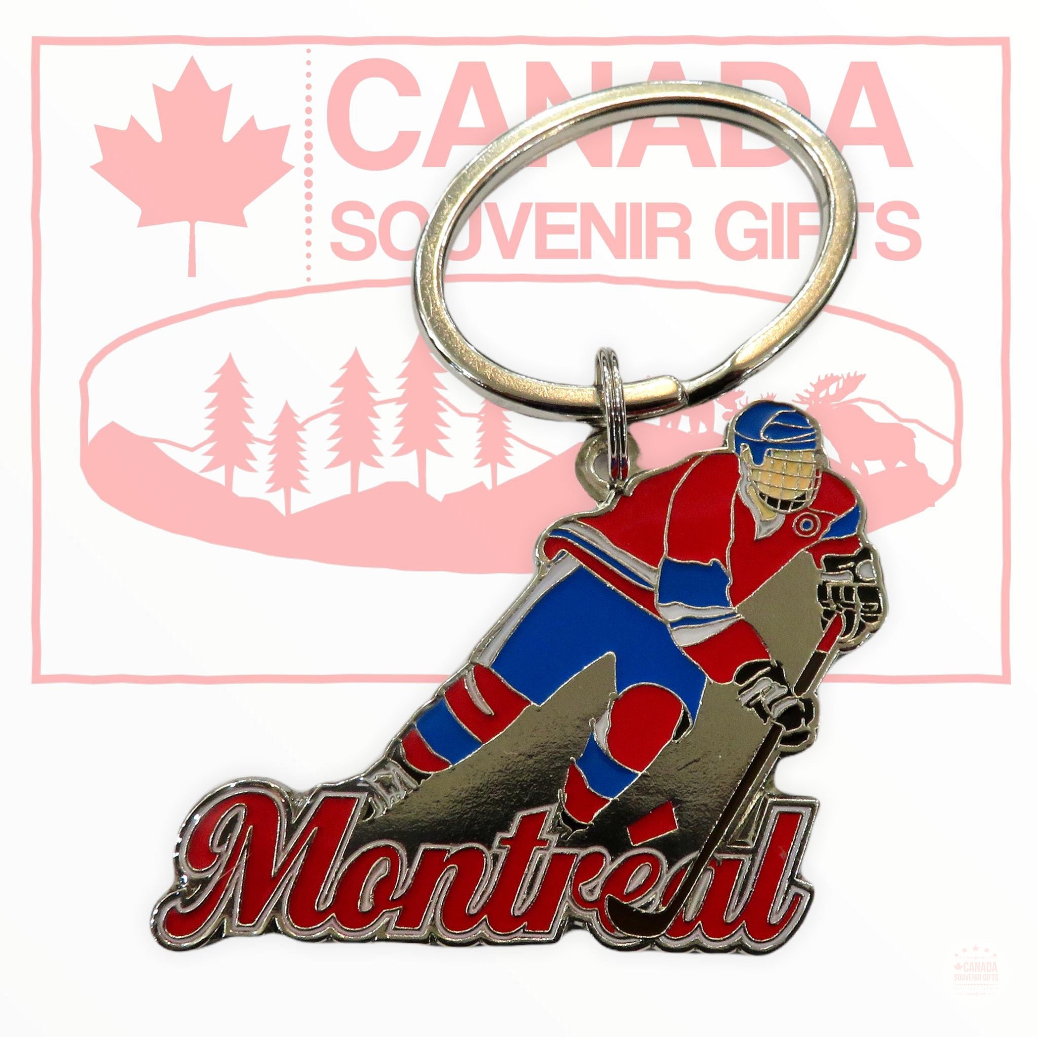 Montreal Hockey Player Keychain - Quebec Souvenir