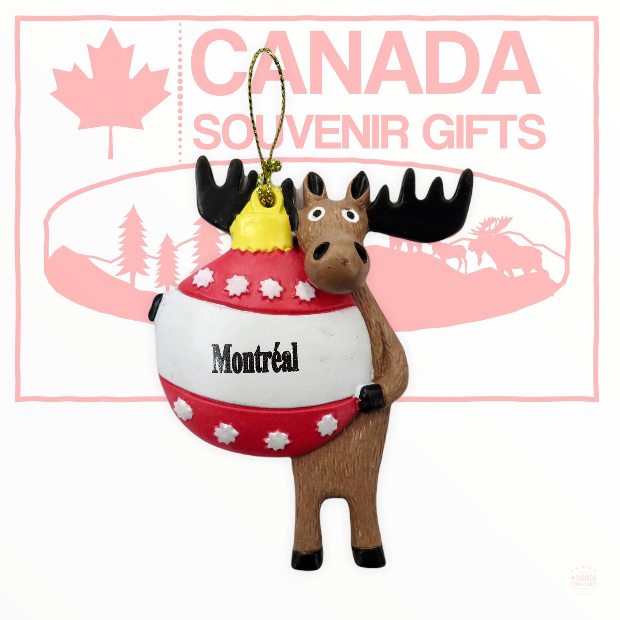Montreal Holiday Ornaments - Moose with Montreal Ball Christmas Ornament Souvenir Gift