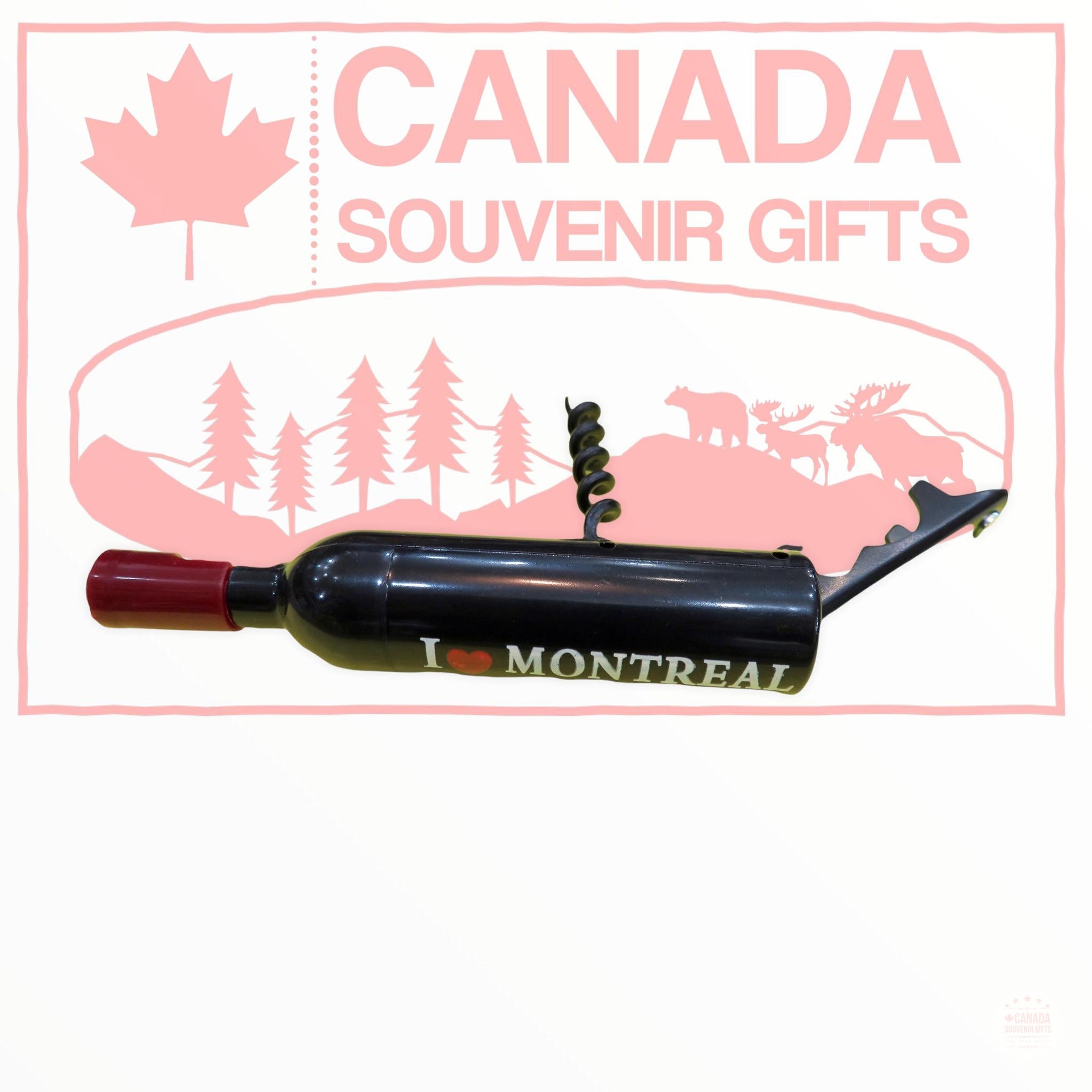 Montreal Magnetic Wine Bottle Corkscrew - I Love Montreal Themed Wine Opener Fridge Magnet