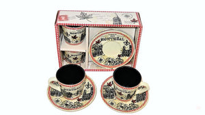 Montreal Moose Bear Maple Leaf Espresso Coffee Mug Tea Cup with Saucers 2pcs Gift Set