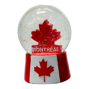 Montreal Red Maple Leaf Snow Globe - Canada Flag Design Handmade Globe