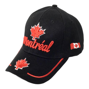 Montréal Red and Black Baseball Cap - Embroidery Montreal Hat - Canadian Red Maple Leaf