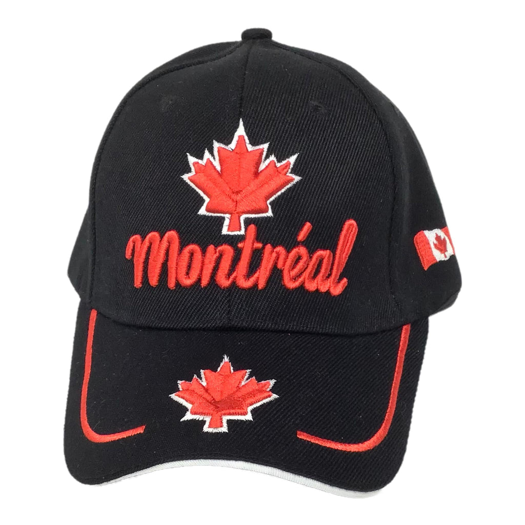 Montréal Red and Black Baseball Cap - Embroidery Montreal Hat - Canadian Red Maple Leaf