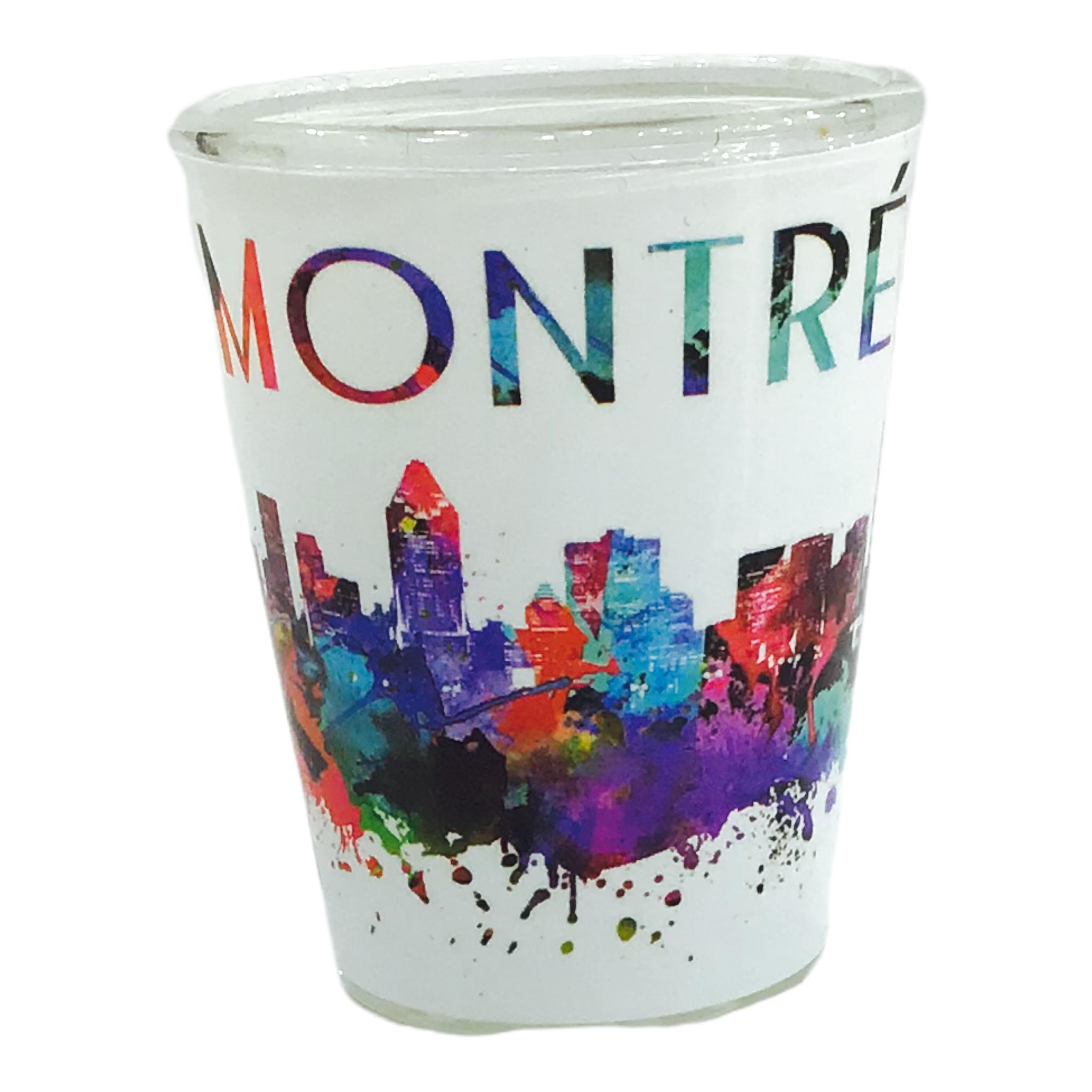 Montreal Skyline Multi-Colors Paint Design Shot Glass, 1.5-Ounce Heavy Base Shot Glass Set, Whiskey Shot Glass