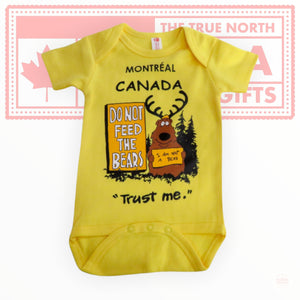Montreal TRUST ME Moose Onesie, Yellow 3M - 18M Onesie, Canadian Onesie, Bodysuit, Baby Shower Gift, Vintage, Unisex Onesie