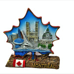 Montreal Vintage Maple Leaf Shaped with Wood Log Shaped Stand and Canada Flag Display Decoration Ceramic