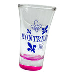 Montreal w/ Quebec Fleur de Lys Tall Shot Glass, 1.5-Ounce Pink Heavy Base Shot Glass Set, Whiskey Shot Glass