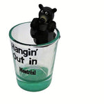 Moose Bear Hangin Out in Shot Glass, Best Spuds - Shot Glass, Unique and Funny Shot Glass-Clear Shot Glass Shooter