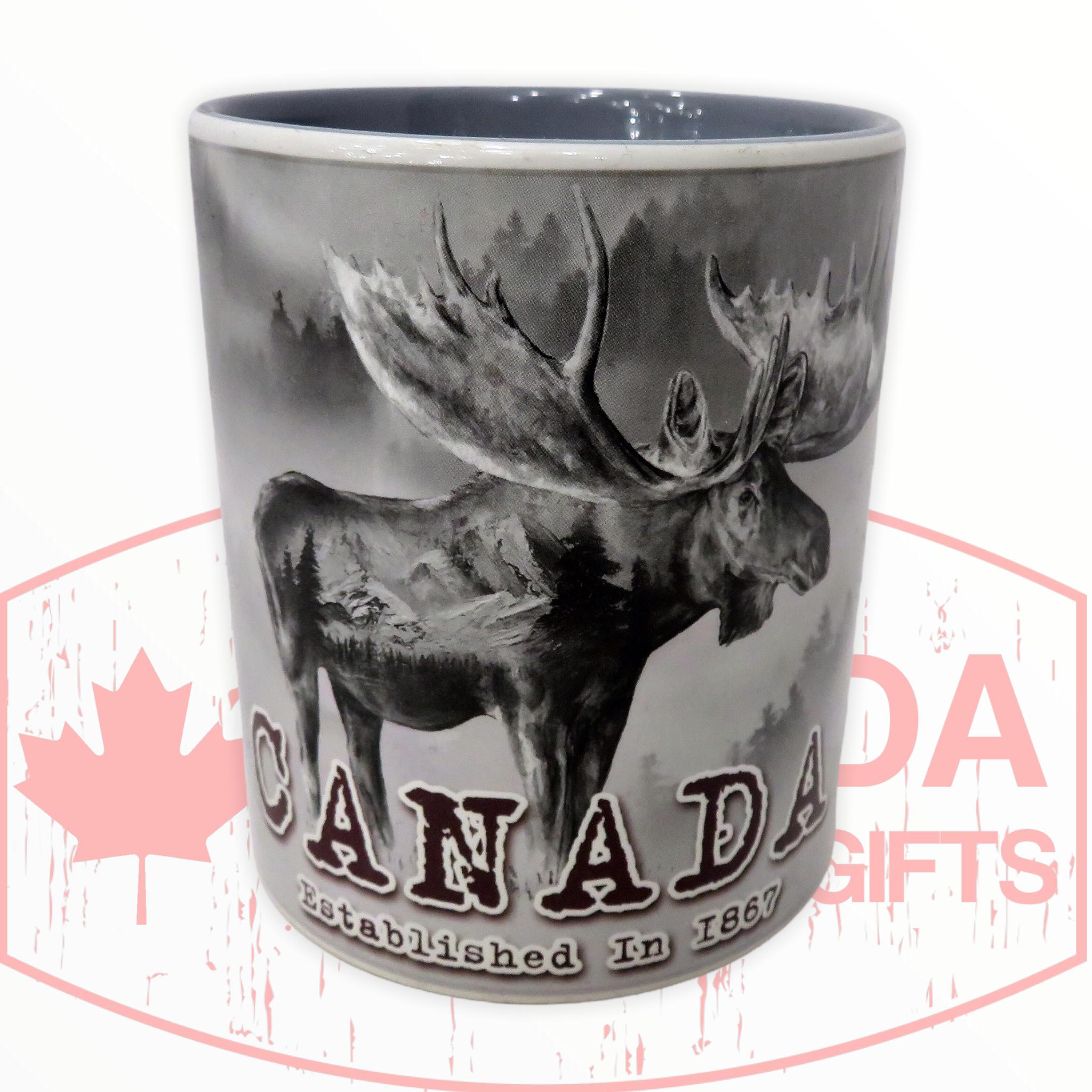 Moose Bear Wolf Canadian Paint 14 oz. Ceramic Mug | Canada Tea & Coffee Cup