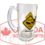 Moose X-ing Beer Glass Mug - Montreal Themed Glass