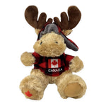 Moose stuffed animal plush wearing a buffalo plaid shirt and a hat with Canada Flag gift toy