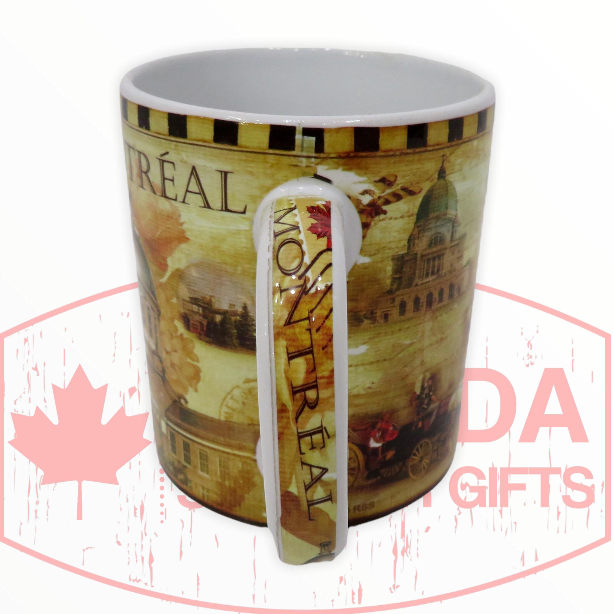 Mug 13oz  - Montreal Landmark Paint Pattern Vintage Coffee Cup / Ceramic Tea Cup