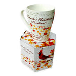 Mug - Canadian Northern Cardinal on Maple Leaf Tree - China Bone Cup w/ Matching Box