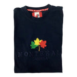 NAVY T-SHIRT MONTREAL EMBROIDERY RED YELLOW GREEN MAPLE LEAF COTTON SHIRT