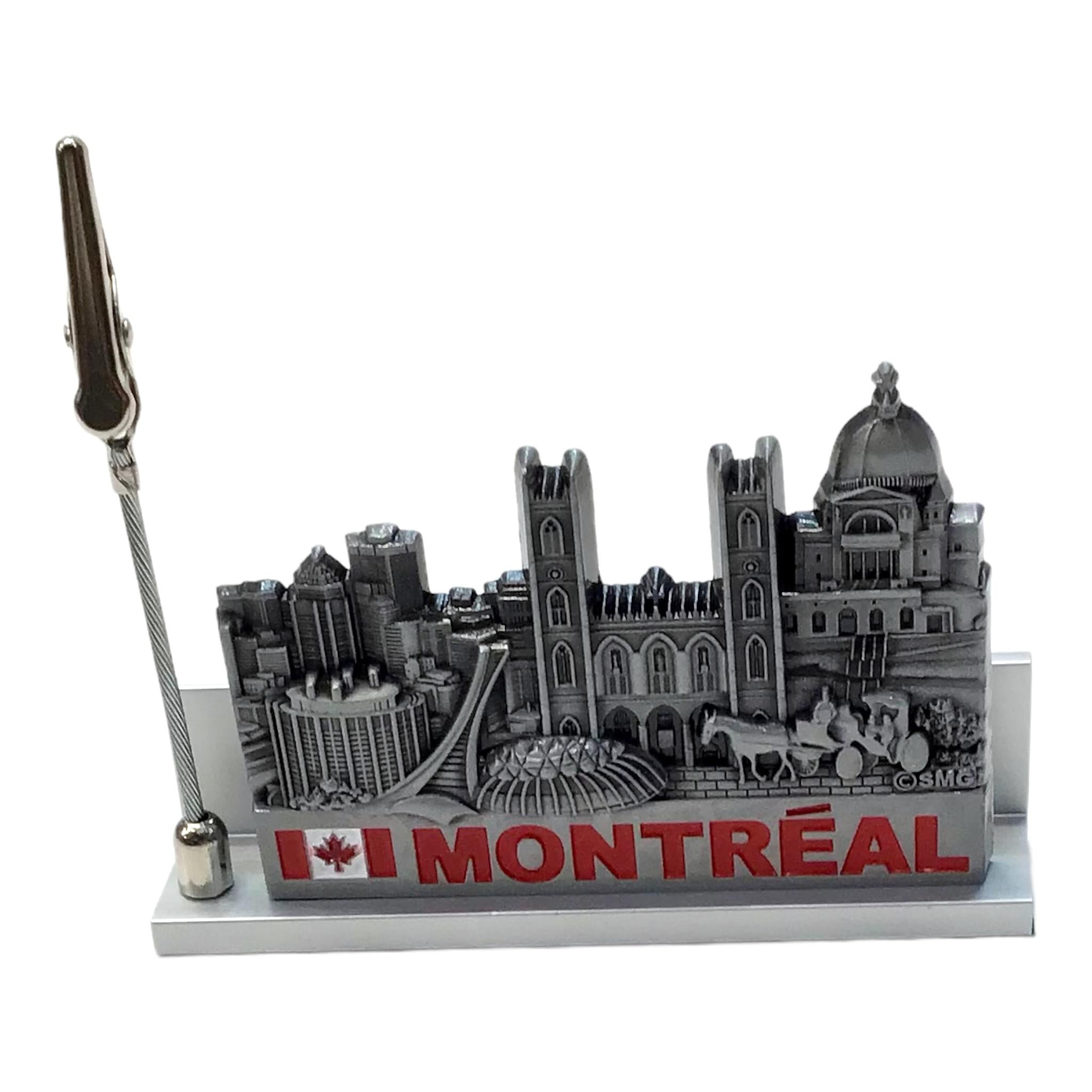 Magnetic Memo Clip - Montreal Quebec Canada Scenic Pewter 3D Cut Note