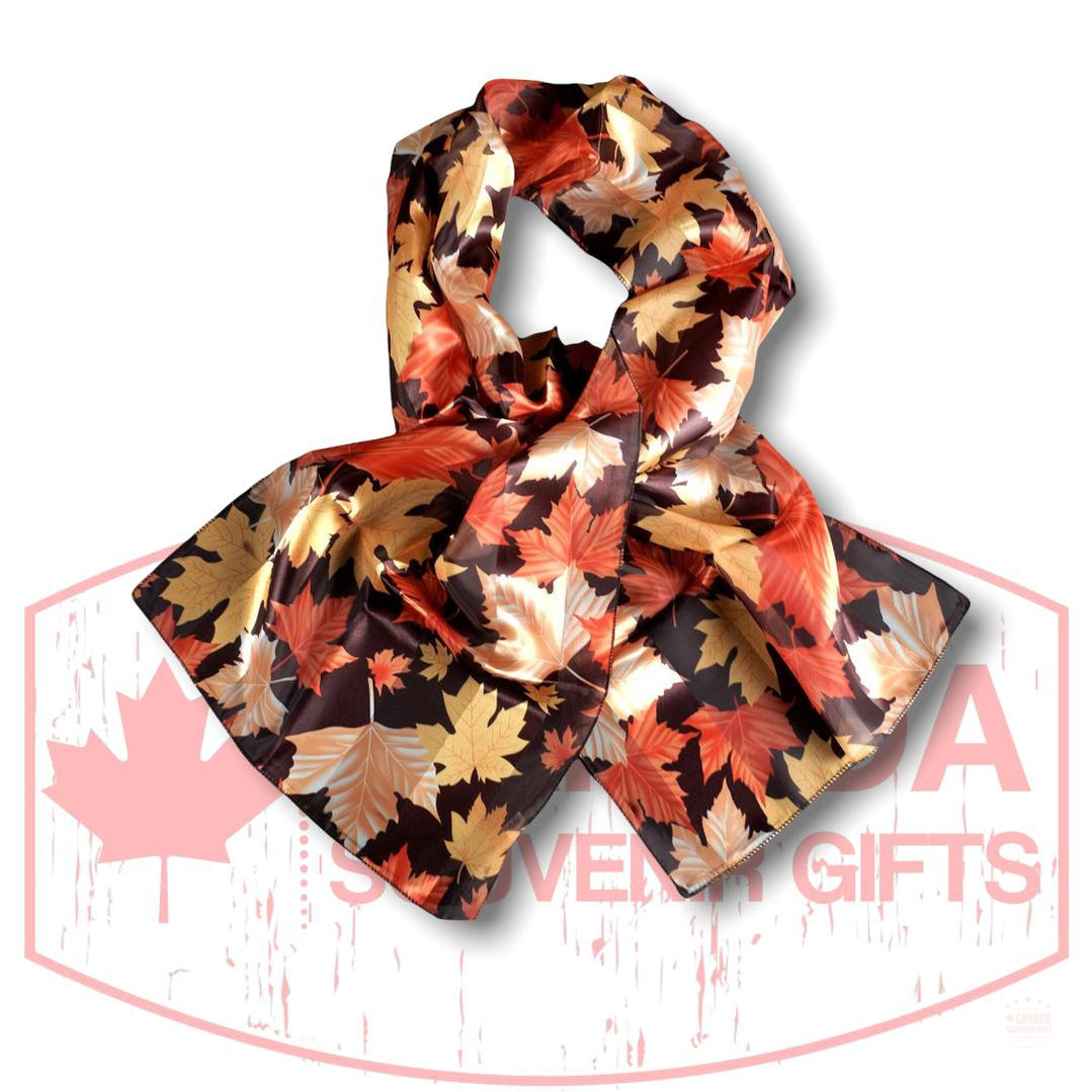 Orange/Yellow Maple Leaf Scarf 13"x60" - Canadian Maple Leaf Pattern Souvenir Gift Ladies