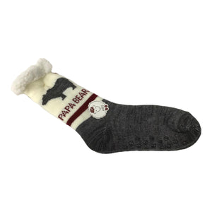 PAPA BEAR Thermal Sherpa Slipper Socks Winter Fleece Anti Slip Sock