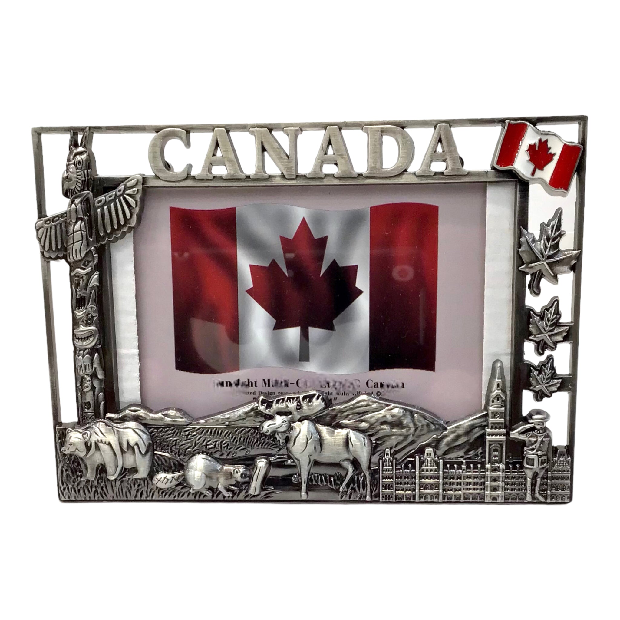 PICTURE FRAME CANADA SCENIC VINTAGE EMBOSSED 3D CUT 6.5” x 4.5” METAL PICTURES FRAME FOR 4x6 PHOTO