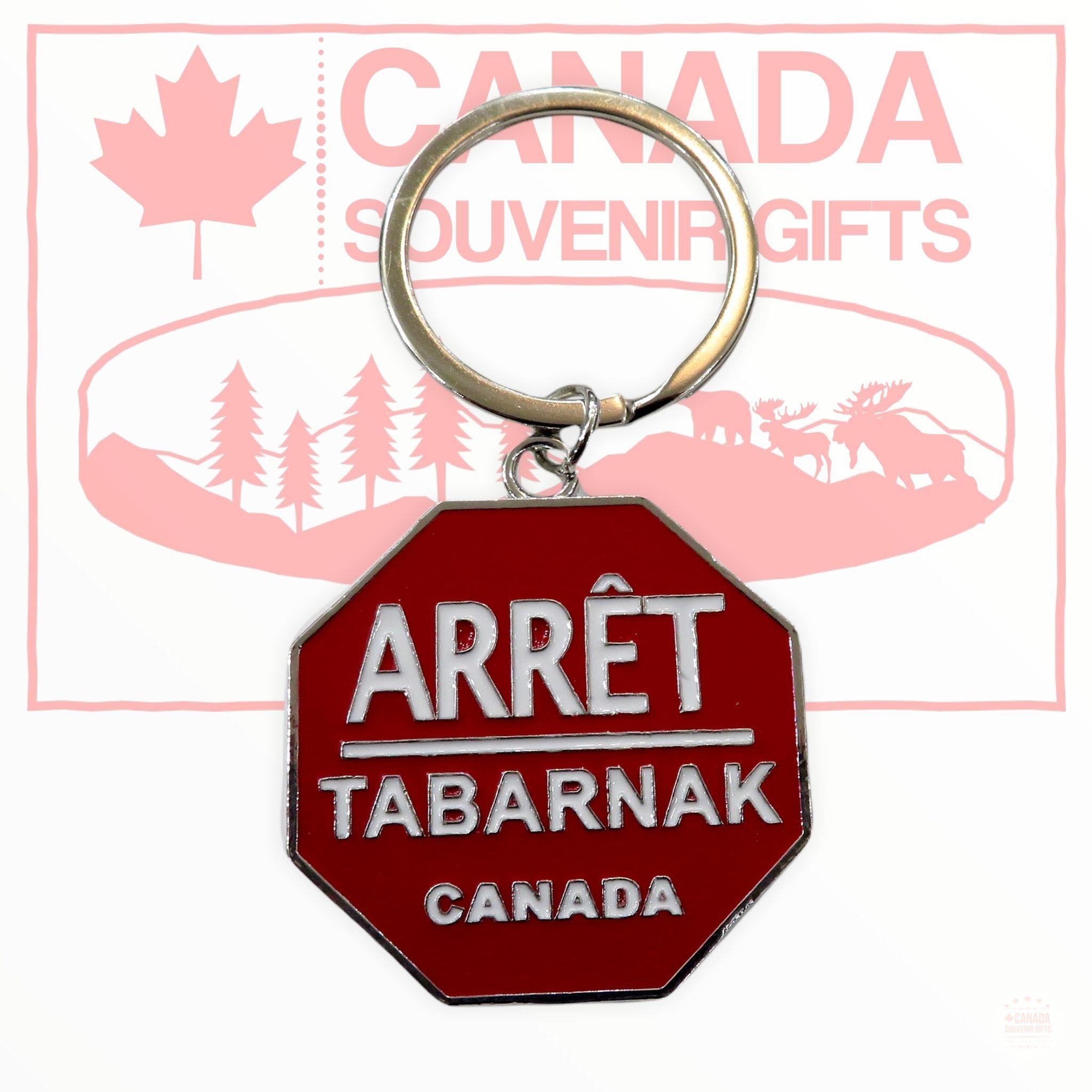Porte-Cle Arret Tabarnak - Canada Keychain Metal Diecast Key Ring