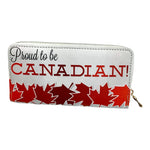 Proud To Be Canadian Women Wallet - Golden Zip Around Wallet PU Leather Large Travel Long Credit Card Purse with Coin Pocket Zip