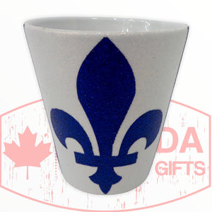 Quebec Fleur de Lys 14-Ounce Glitter Mug | Elegant Ceramic Coffee Mug / Tea Cup, Novelty Drinkware | Home & Kitchen Gifts And Collectibles
