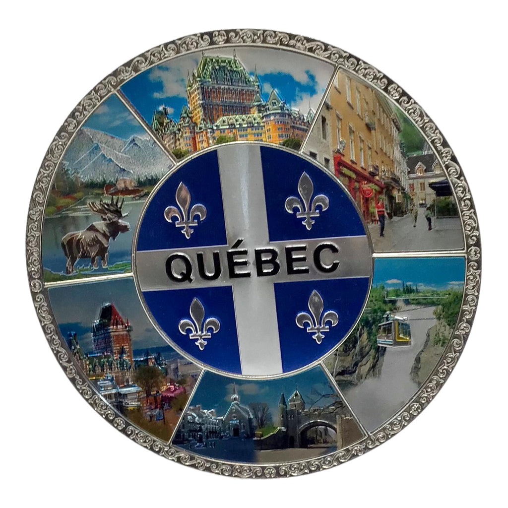 Québec Scenic Souvenir Tin Plate Gift 6” Circle Shaped