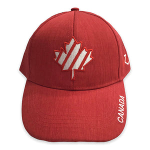 Red Baseball Cap - Canada Maple Leaf Striped Adjustable Mesh Hat