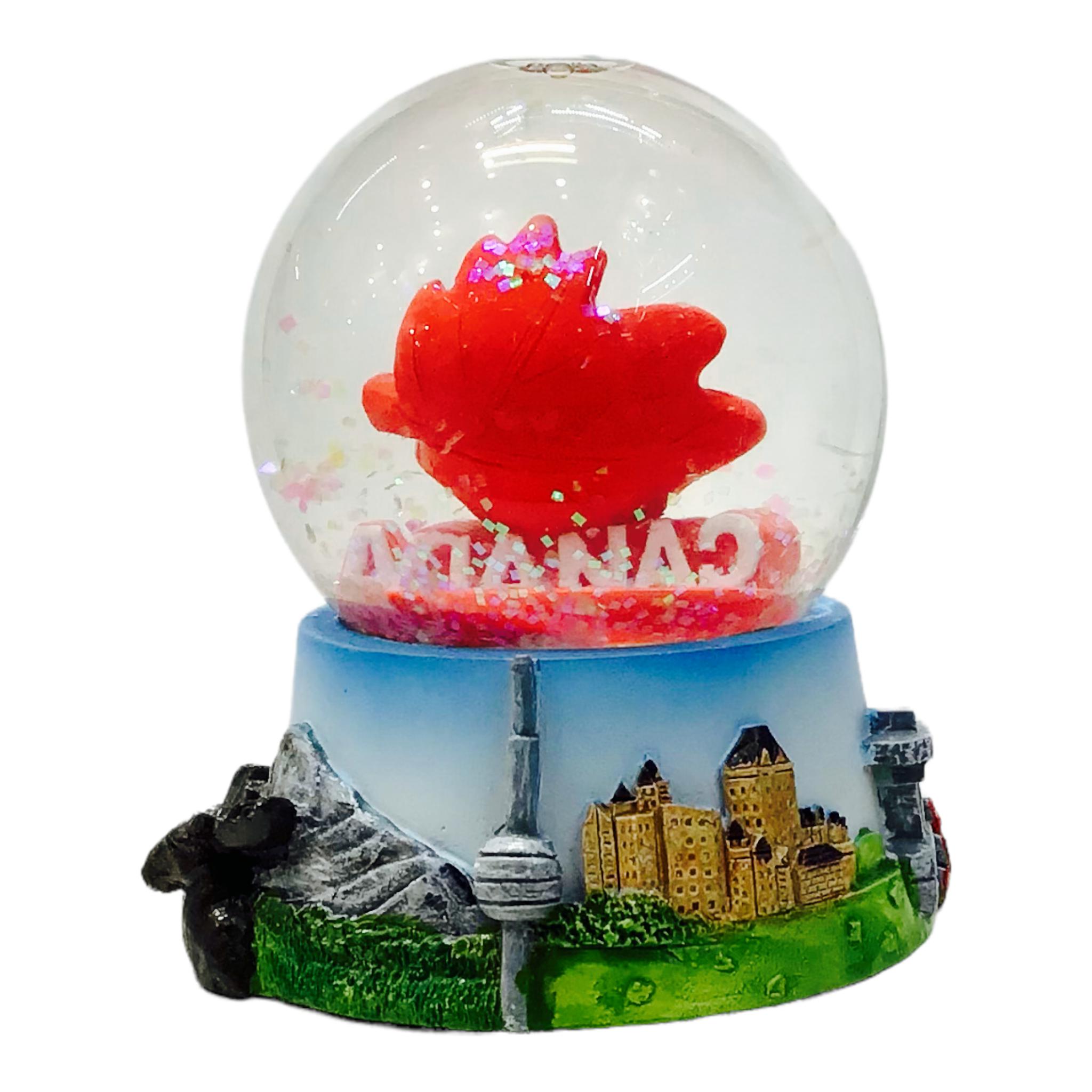 Red Maple Leaf Snow Globe 65mm - Canada Famous Tour Scenic View Handmade