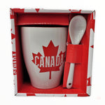 Red & White Maple Leaf Souvenir Coffee Mug with Spoon Gift Pack