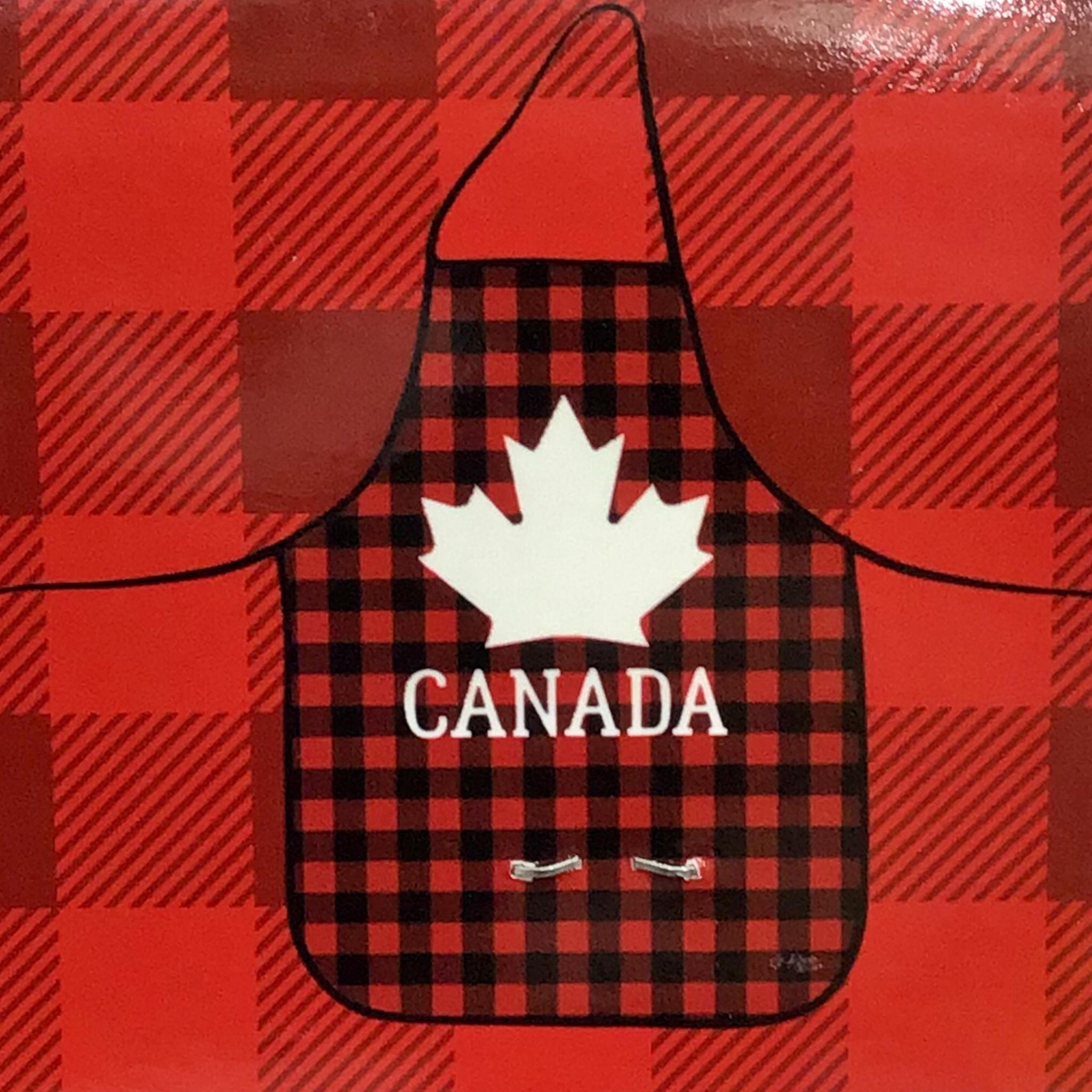 Red and Black Plaid Canada Apron with Maple Leaf Tablier