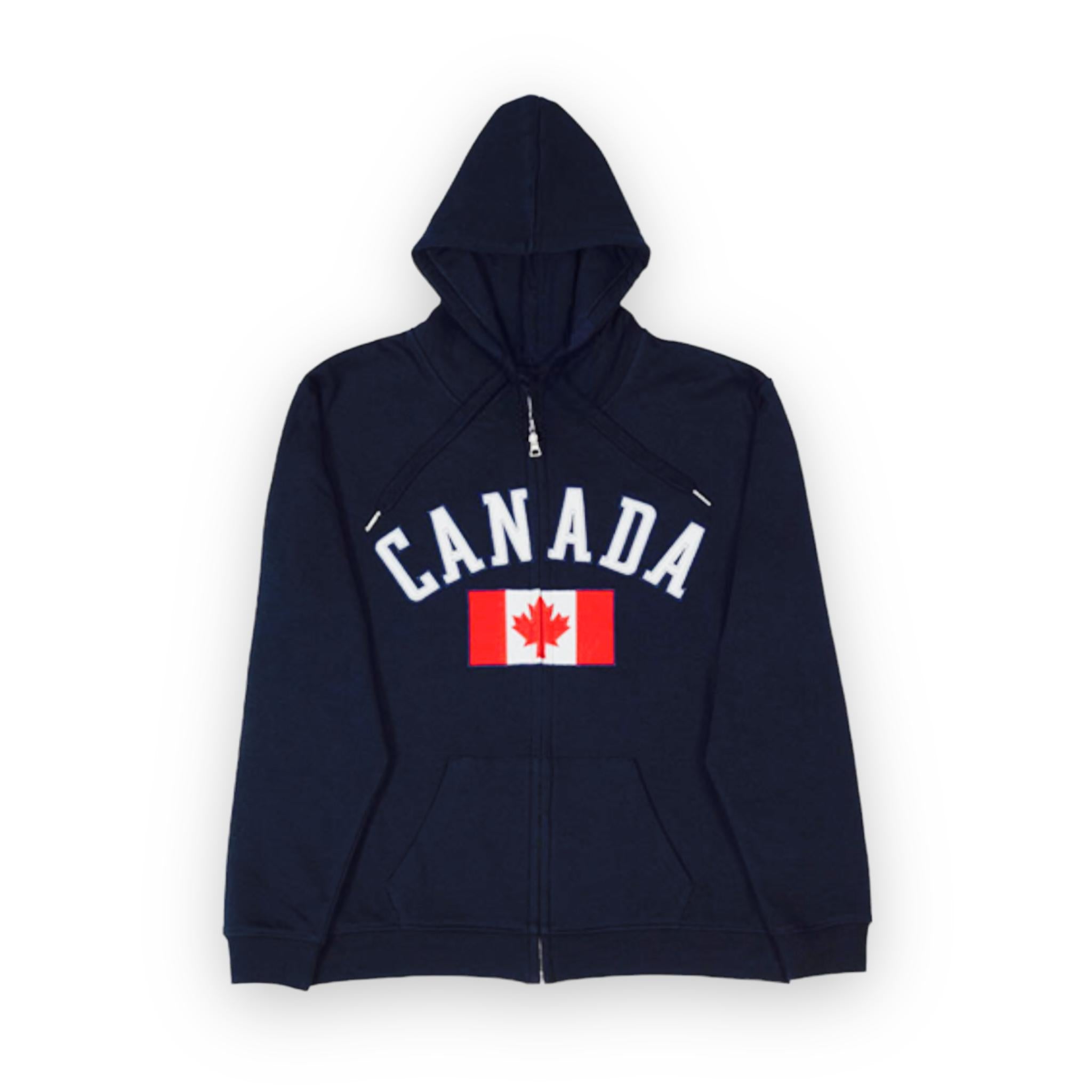 SWEAT ZIP ADULT NAVY MD - CANADA FLAG EMBROIDERY AND APPLIQUE