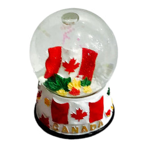 Snow Globe Canadian Flag Figurine w/ Maple Leaves 45mm Boule de Neige