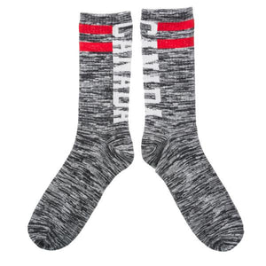 Socks - Heather Grey W/Red Stripes