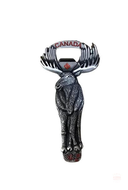 Souvenir Canada Moose Bottle Opener Solid Metal Silver