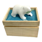 Star Marble Carvings - Marble Bear 3" with Jade FIsh Gift Boxed - Canadian Souvenir