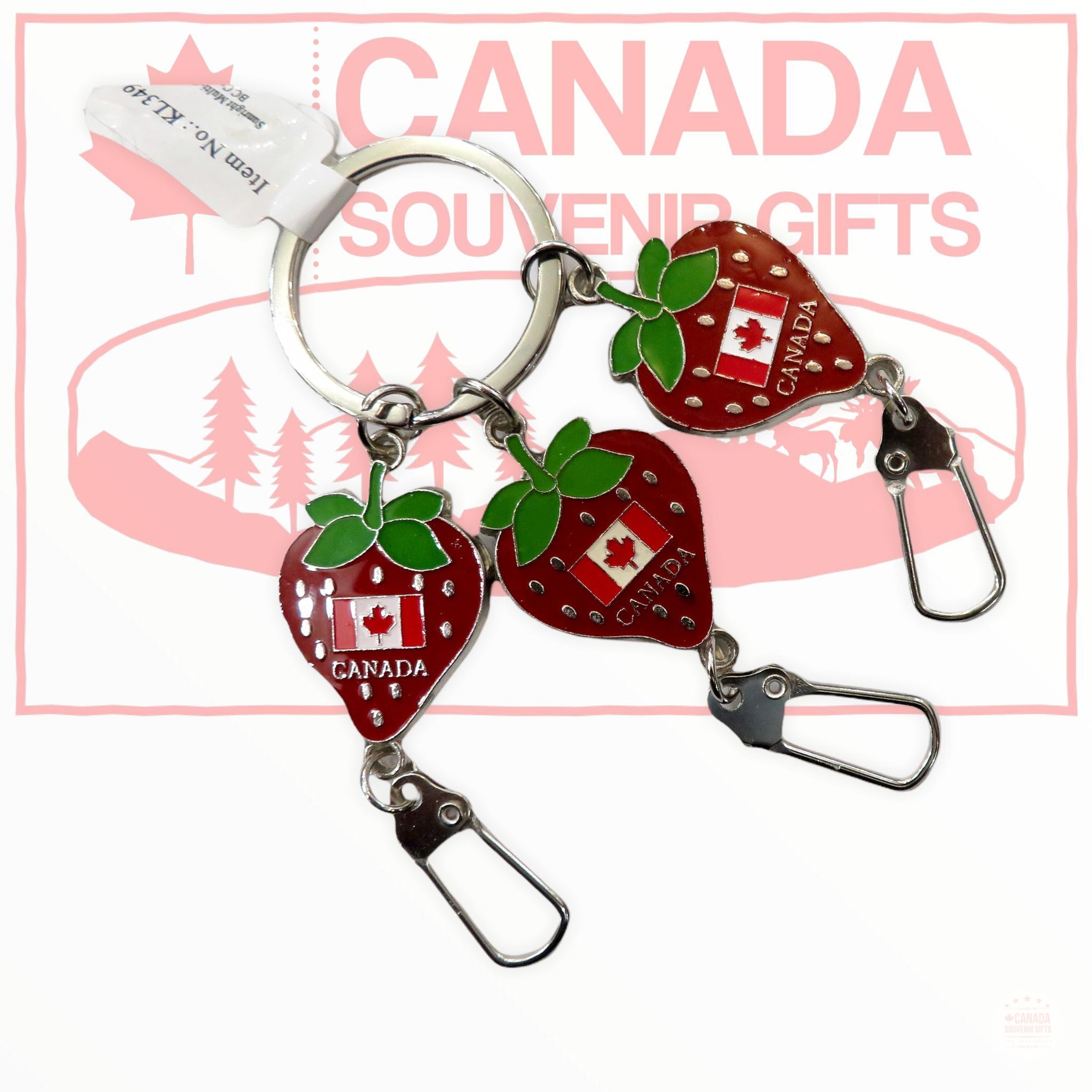 Strawberry Keychain with Canadian National Flag Themed