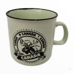 Tea Cup - Canada Moose & Maple Leaf Black & White Ceramic 11oz Coffee Mug