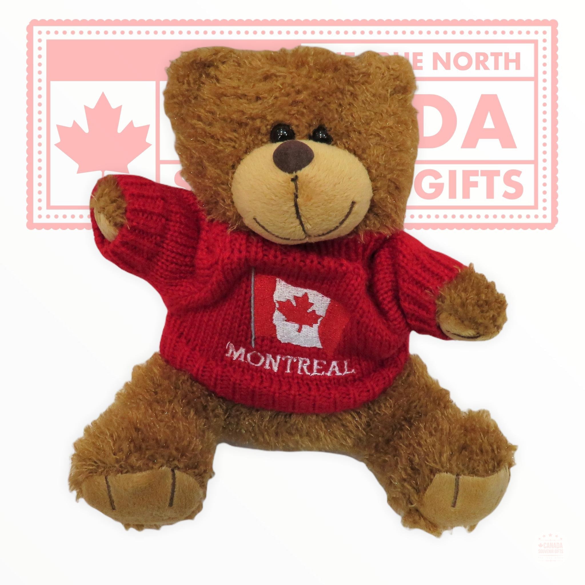 Teddy Bear Plush with Canada Flag Red Sweater Montreal Stuffed Anima