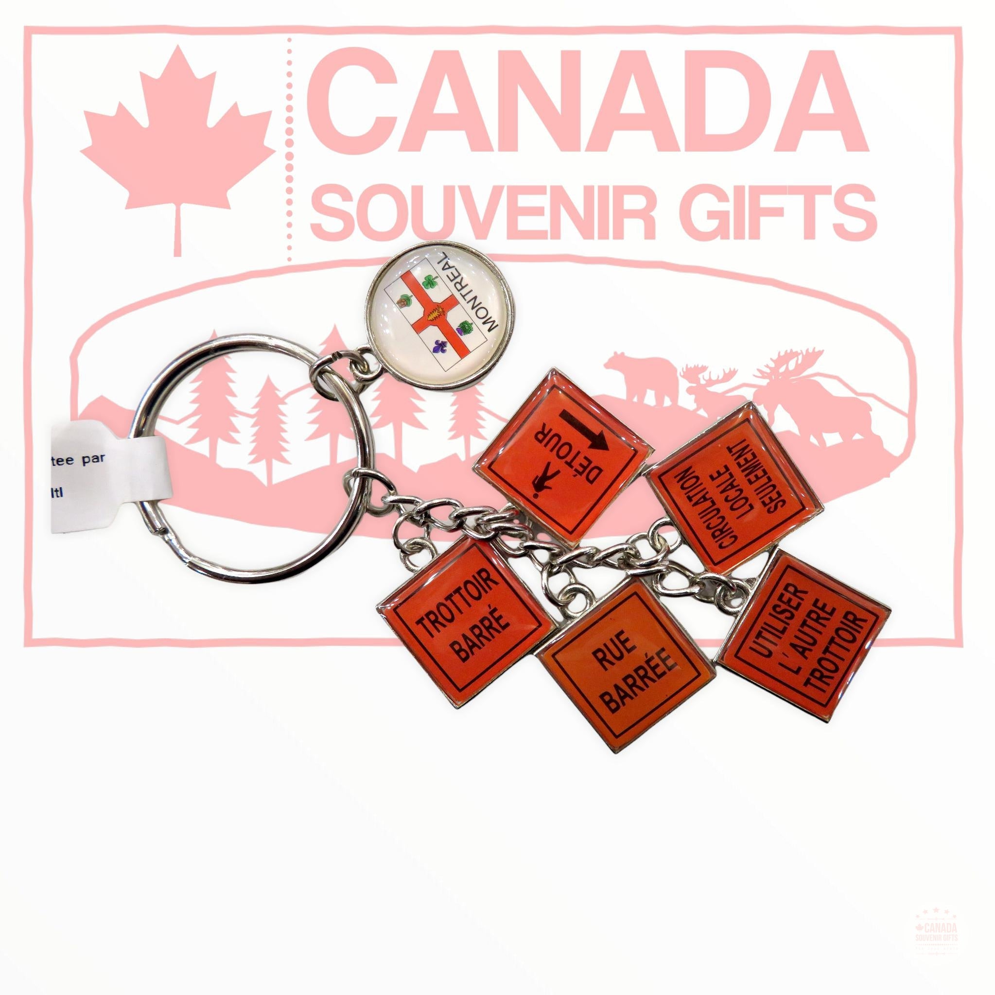 Road Sign Keychain Traffic Road Work Signs Keychain - Montreal Quebec Street Construction
