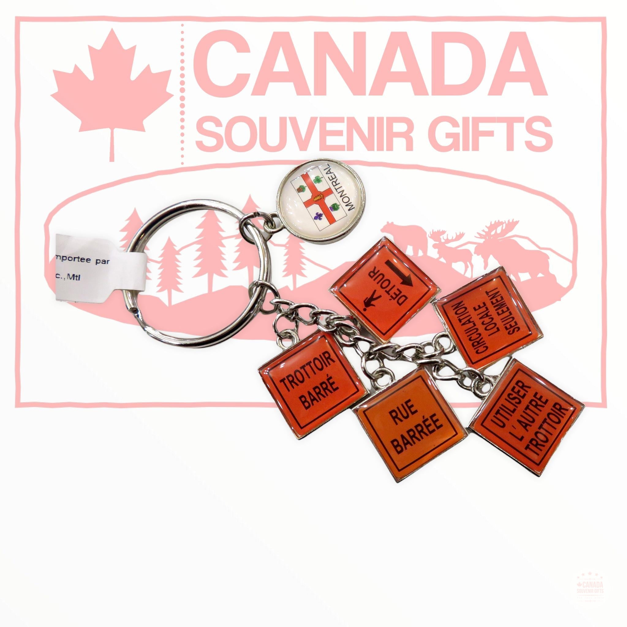 Road Sign Keychain Traffic Road Work Signs Keychain - Montreal Quebec Street Construction