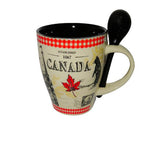 Vintage Canada Est. 1867 Maple Leaf Coffee Mug | Canadian Ceramic Coffee Cup | Tea Cup with Spoon Gift Pack Cider, Hot Chocolate, Tea Coffee Cup