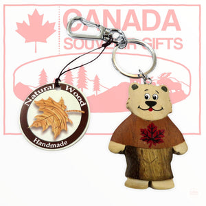 Wood Keychain - Canada Bear Themed Wooden Handmade Keyring